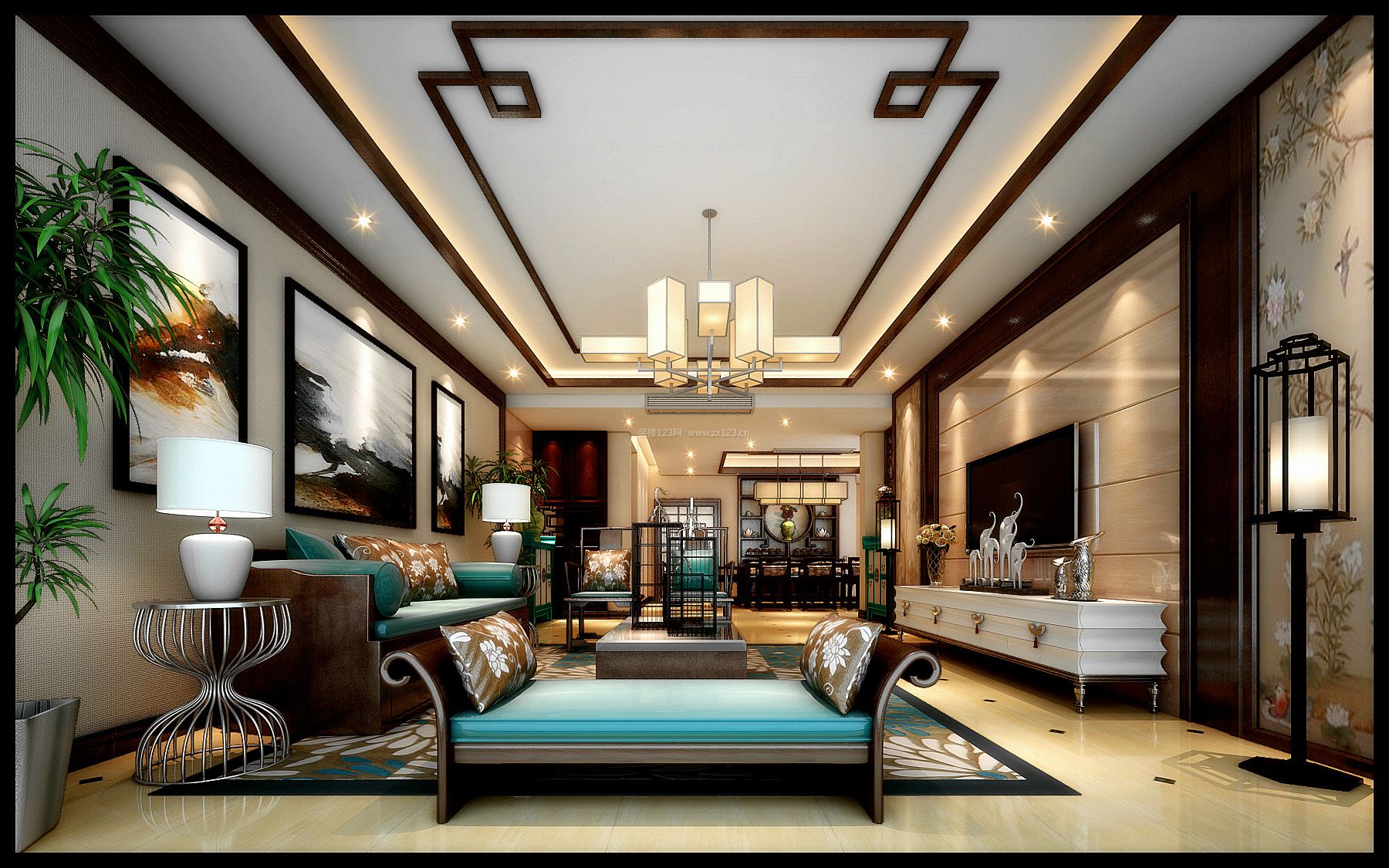 遂宁锦江苑142平米中式风格装修与家具搭配效果图解析